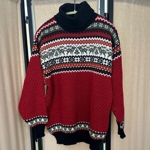 Cozy Red and Black Turtleneck Sweater